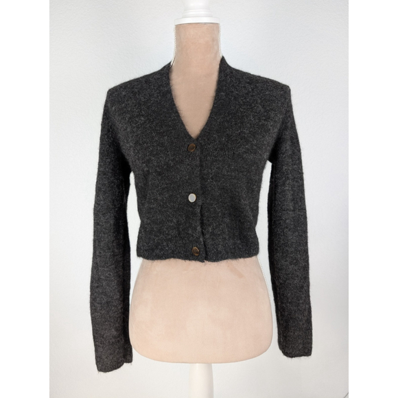 Vince Cropped Cardigan XS Gray Alpaca Blend Cozy Classic Quiet Luxury - Picture 1 of 10